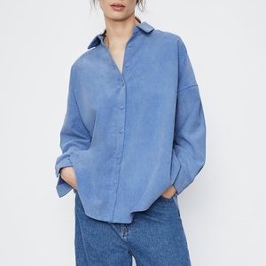 Blue oversized corduroy shirt